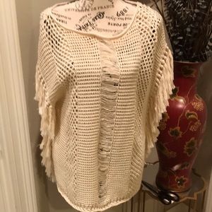 Lucky Brand fringed crochet top Size Small
